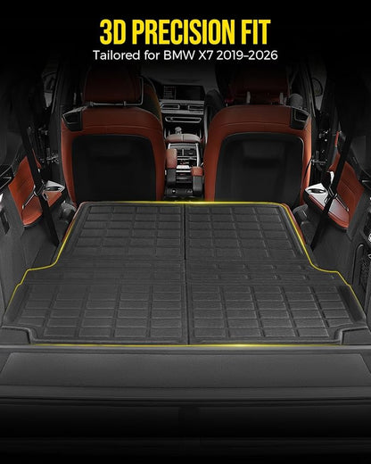 All Weather Cargo Liner for BMW X7 2026 2025 2024 2023 2022 2021 2020 2019 (G07) Rear Trunk Mat, Custom-Fit Behind 3rd Row Cargo Mat Waterproof XPE SUV Boot Accessories