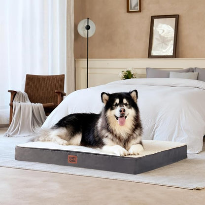 EHEYCIGA Orthopedic Dog Bed Large with Removable Washable Cover, 36IN Beige | Egg Crate Foam Support, Durable Oxford fabric, Non-Slip Bottom, Machine Washable, Soft Waterproof Plush Pet Bed Mat For Crate