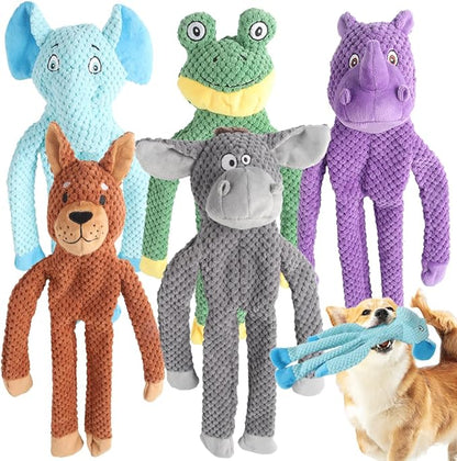 Act boldly 5 Pack Dog Squeak Toys, Durable Plush Chew Toys for Small, Medium & Large Dogs for Teething & Interactive Play