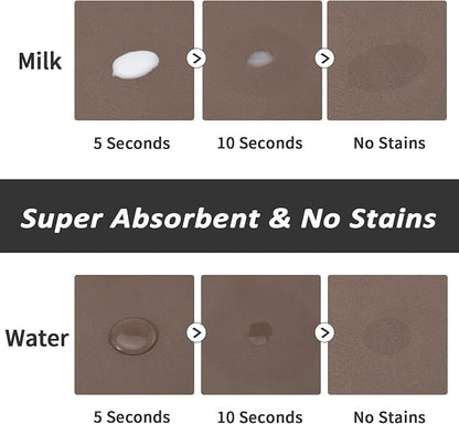 HotLive Dog Food Mat - Absorbent Cat Mat for Food and Water, No Stains Pet Feeding Bowl Mat, Easy to Clean Pet Placemats, Quick Dry Dog Water Dispenser Mat for Messy Drinkers | Paw Brown 16"x 24"
