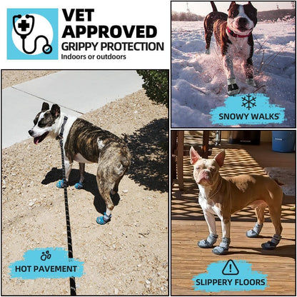 Dog Shoes for Large Dogs, Medium Dog Boots & Paw Protectors for Hardwood Floors, Outdoor Dog Booties for Hot Pavement Winter Snow Hiking, Waterproof Dog Shoes with Reflective Strips Size 3
