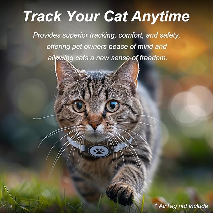 Airtag Cat Collar, Stretchy Kitten Collar with Apple Air Tag Holder, Lightweight and Comfortable, Ultra Elastic GPS Cat Collars for Cats Kittens and Puppies, 8-12.5 Inch, Blue