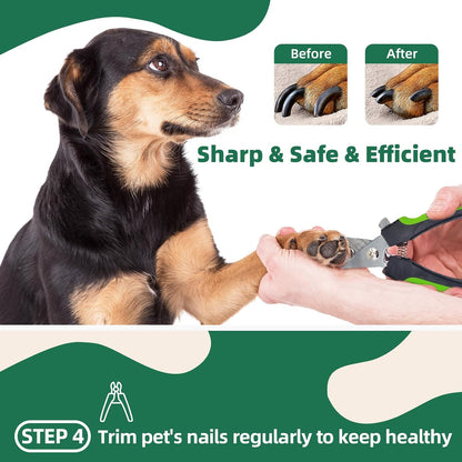 Pet Grooming Kit - 7 PCS Green Deshedding Brush Set with Undercoat Rake, Slicker Brush, Bath Brush & Nail Clipper for Short & Long-Haired Dogs and Cats