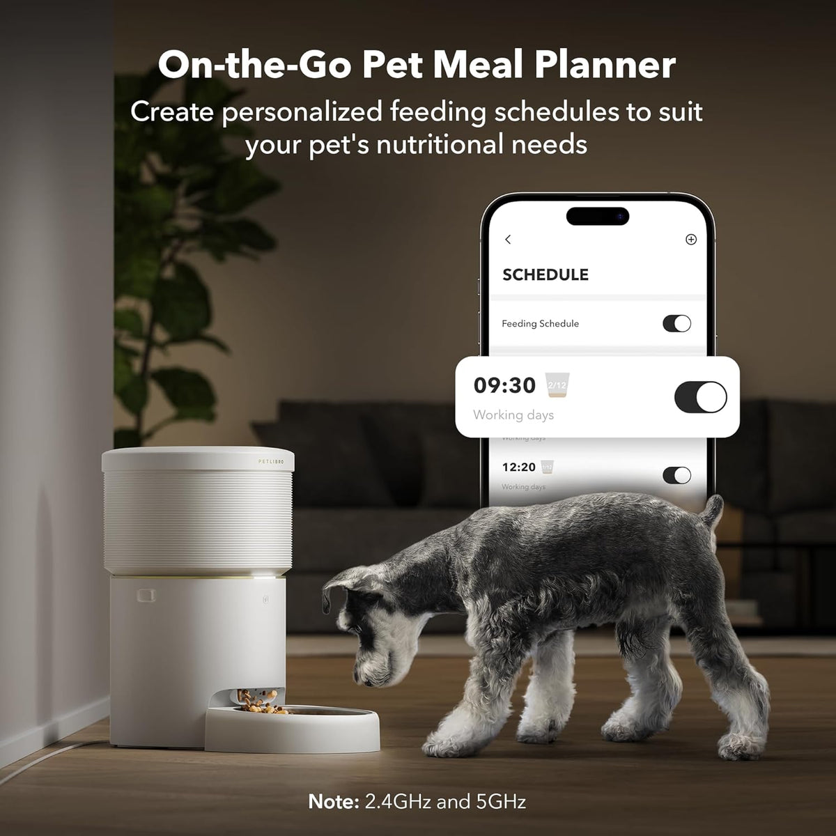 PETLIBRO Automatic Dog Feeder, 5G Wi-Fi 8L Large Dog Food Dispenser with Vacuum-Sealed Cat Feeder for Airtight Storage, Auto Pet Feeder with 187mm Large Food Tray for Medium Large Breed Dog Cat 34Cups