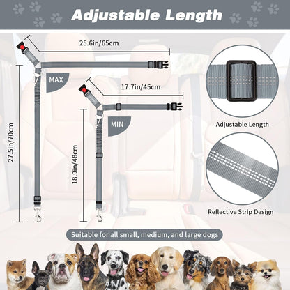 BWOGUE Pet Dog Cat Seat Belt Reflective Car Dog Headrest Restraint Leash Elastic Buffer Bungee Adjustable Tangle-Free Safety Leads Vehicle Seatbelt Harness for Small, Medium and Large Dogs (1 Pack)