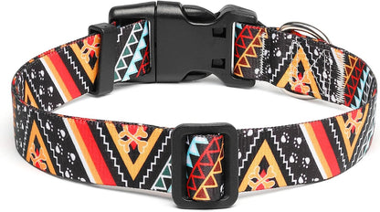 Mercano Adjustable Dog Collar - Special Design Patterns, Soft Nylon Comfortable Durable Pet Collar for Small Medium Large Dogs (XS, Ethnic Gold)