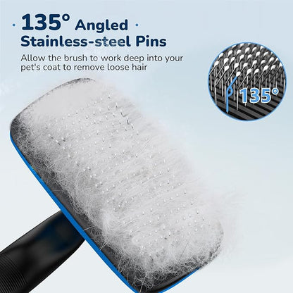 Pecute Self-Cleaning Slicker Brush for Dogs, Cats, Lightweight Dog Brush for Shedding Massaging Grooming, Cat Brush Gently Removes Loose Fur Undercoat for Dogs Cats Rabbits of All Hair Types