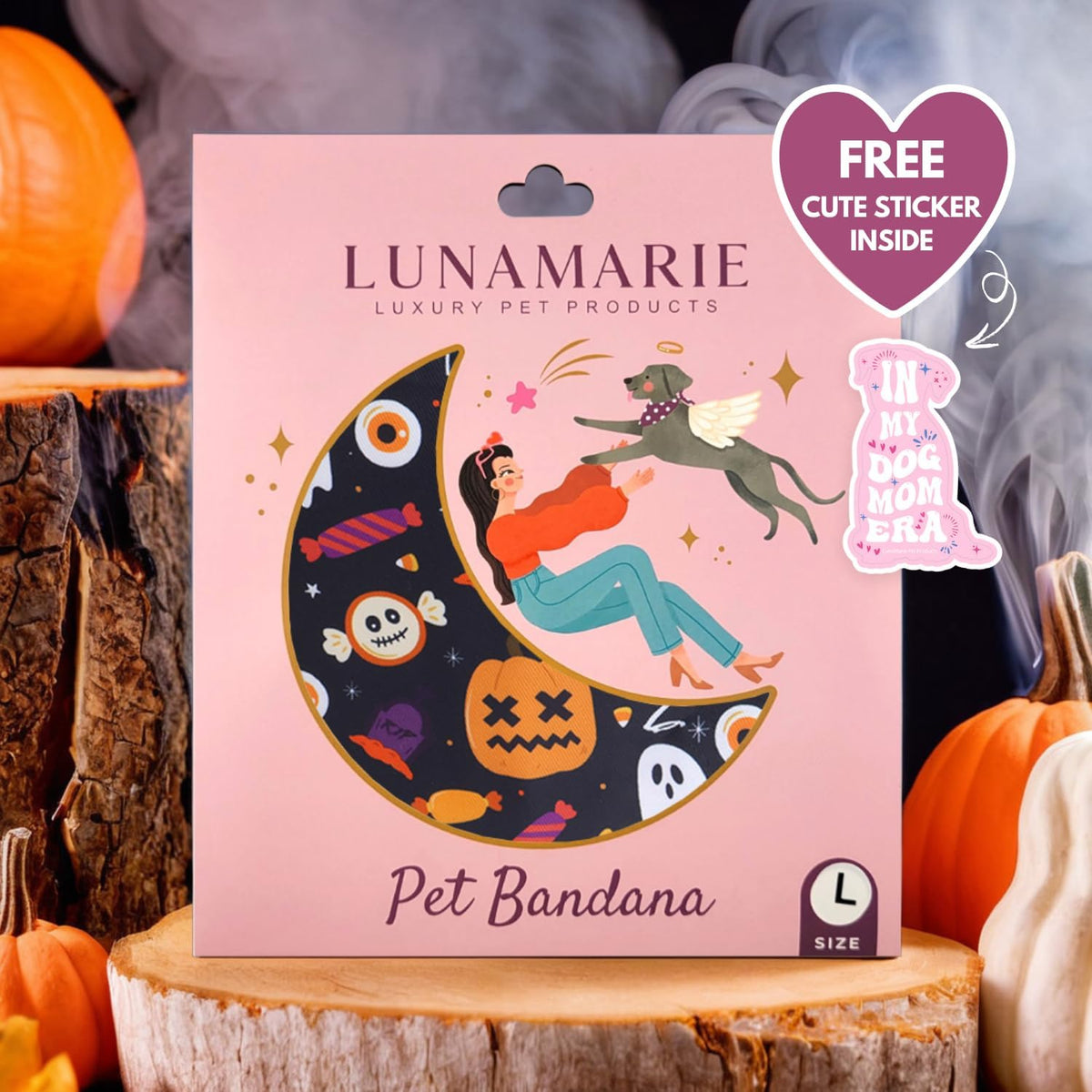 LunaMarie - Luxury Cat and Dog Bandanas - Halloween Designs | Premium Silky Poly Fabric | 100% Handmade Custom Shape Dual Layered Small, Medium, Large Cat Scarf (Trick-Or-Treat, Small)