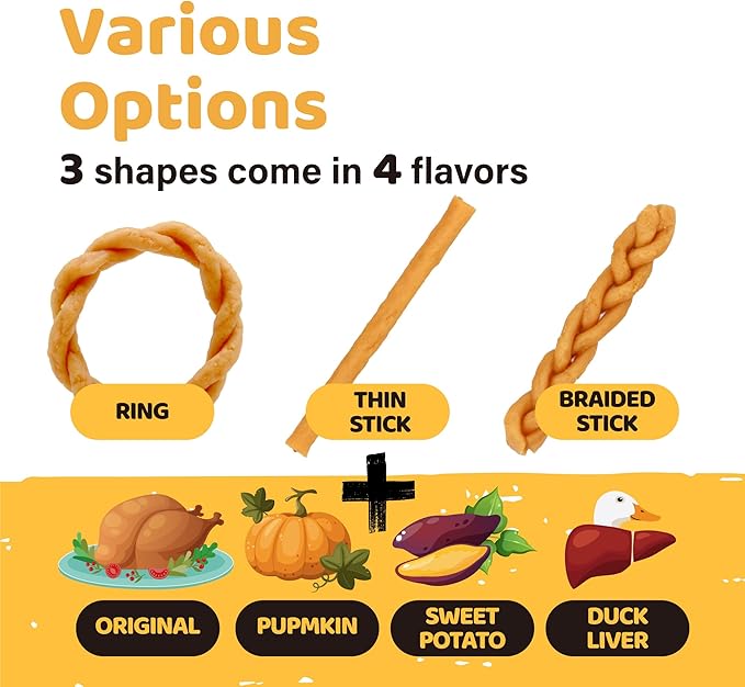 iPaw Turkey Dog Treats, All Natural Human Grade Dog Treat, Suitable for Training chew, US Sourced Raw Material, Hypoallergenic, Rawhide Alternative, Thin Stick (Sweet Potato)
