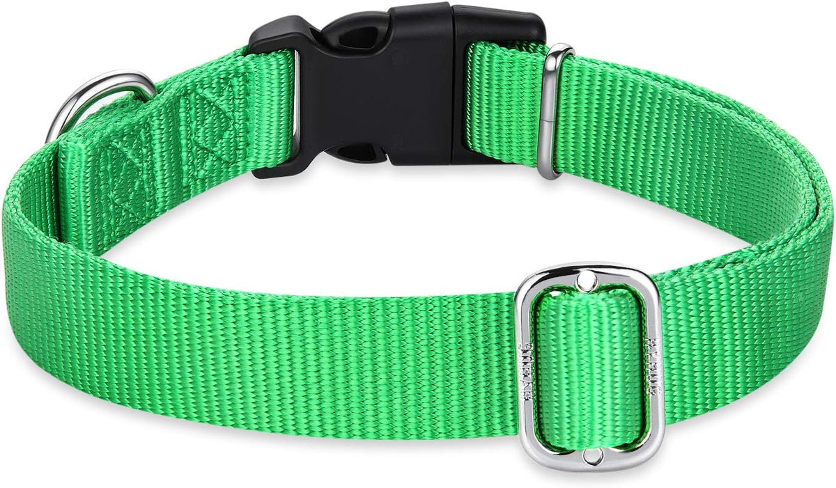 Hyhug Pets Classic Regular Heavy Duty Nylon Dog Collar with Easy Attach and Removal Buckle. (Medium, Lime Green)