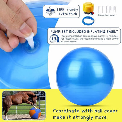 Herding Ball for Dogs and Horses - 25" Jolly Ball for Dogs, Agility Training Equipment, Herding for Australian/German Shepherd, Improved Bite-Resistant, Reinforced Sewing Dog Toys - Blue&Yellow （New）
