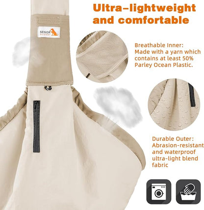 Dog Carrier Sling, Dog Carriers for Small Dogs Up to 20lbs, Beige | Puppy Sling, Cross Body Carrying Bag, Soft Front Pouch, Adjustable Shoulder Strap, Breathable Mesh Pet Backpack for Hiking