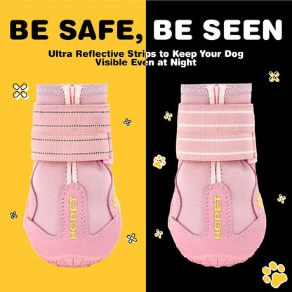 Hcpet Dog Shoes, Dog Boots for Large Dogs, Breathable Dog Booties Paw Protector for Summer Hot Pavement, Winter Snowy Day, Outdoor Walking, Indoor Hardfloors Anti Slip Sole Pink Size 8