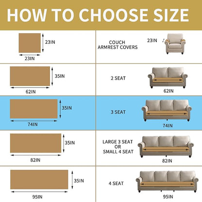 HAOMAIJIA Waterproof Couch Cover for Dogs Washable,Faux Fur Pet Couch Covers for Sofa,Soft Dog Bed Cover Non-Slip Couch Covers for 3 Cushion Couch Sofa Pet Friendly (Khaki, 35" x 74")