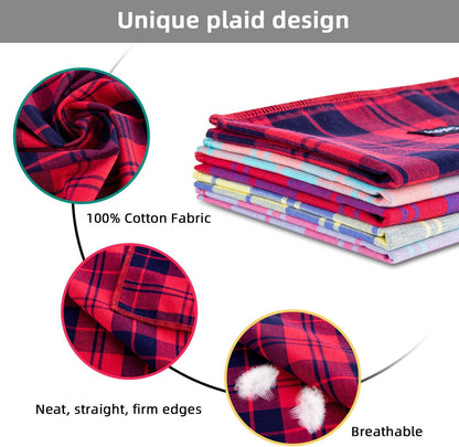 Spring Dog Bandana Large-Dog Scarf Vibrant Color Orange Green Plaid Printing Adjustable Bib Handkerchief Accessories for Medium Large Dogs (L)