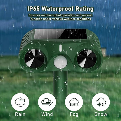 4PCS 2026 Upgraded Ultrasonic Solar Animal Repellent Outdoor,USB-C Charging and Wall-Mounting Capability with Motion Activated,for Deer Cat Squirrel Raccoon Rabbit Dog Garden Yard