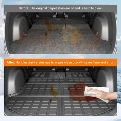powoq Cargo Mat Compatible with 2013 2014 2015 2016 2017 2018 Toyota RAV4 Cargo Liner Backrest Mat TPE All Weather Replacement for Toyota RAV4 Accessories (Trunk Mat+Backrest Mats)