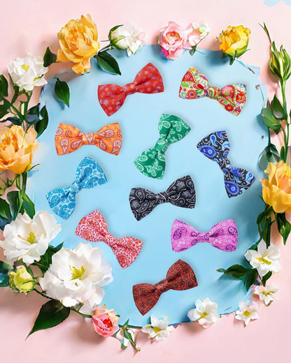 PET SHOW 10 Pack Paisley Small Dog Bow Ties Sliding Collar Attachments Puppy Cats Floral Bowties for Medium Dogs Classy Bowknots Party Holiday Pet Grooming Accessories(Small)