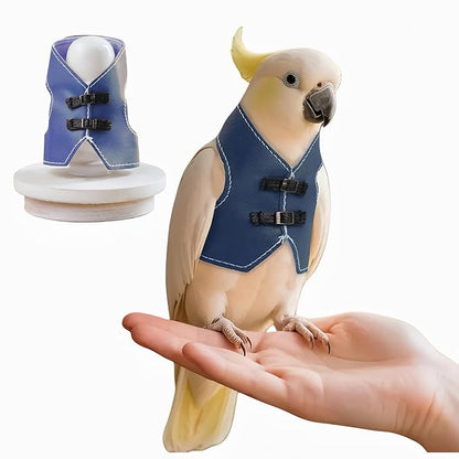 Bird Clothes, Parrot Leather Jacket, Cute Bird Costume Cosplay Photo Prop, Parrot Apparel for Eclectus, Budgerigar, African Greys Parakeet, Conure, Cockatiel, Love Birds-Cowboy Style,Blue,L