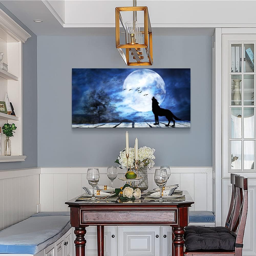 Canvas Wall Art For Bedroom Wall Decoration For Living Room Large Size Luminous Scenery Wolf Wall Decor Pictures Artwork Painting Modern Office Canvas Art Prints Room Decor Ready To For Home Decor