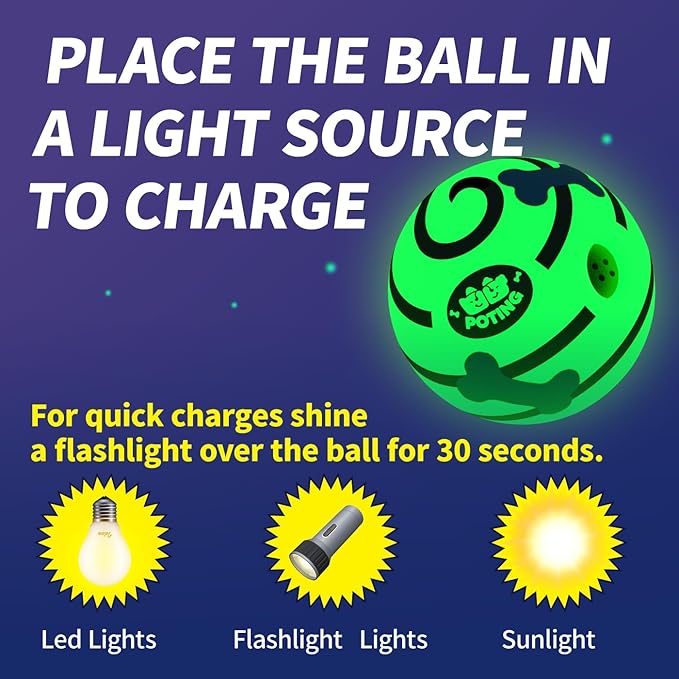 Giggle Ball for Dogs 2 Pack, Glowing Interactive Dog Toys Balls, Rolling Squeaky Toy for Large Medium Small Dogs, Fun Giggle Sounds Attract Attention When Rolled or Shaken - 3.14 inch