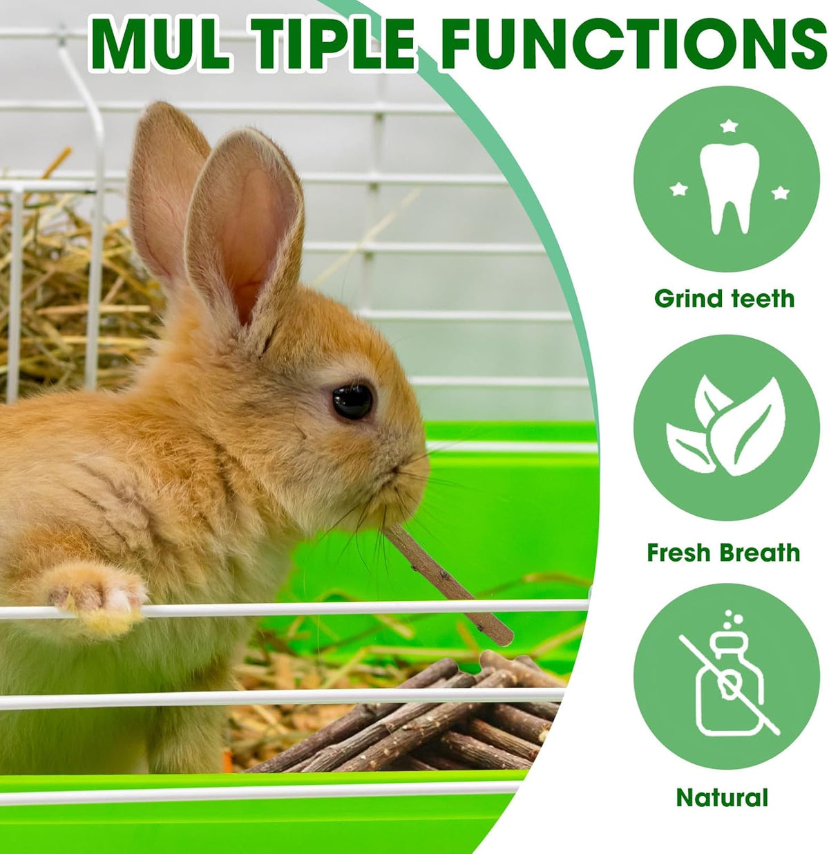 250g Natural Peach Wood Chew Sticks for Rabbits, Hamsters, Chinchillas - Extra Hard Teeth Grinding Toy | Untreated, Safe & Long-Lasting Rodent Chews