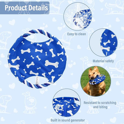 Dog Rope Flying Disc | Durable Canvas & Sturdy Cotton Rope | Interactive Training Toy | for Small & Medium Dogs | 9” L x 9” W - Pack of 1