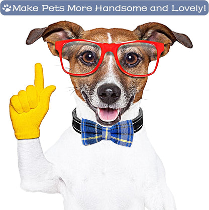 PET SHOW 8pcs Plaid Small Dogs Collar Bow Ties Puppies Cats Collar Charms Accessories Slides Attachment Bowties for Birthday Wedding Parties Assorted