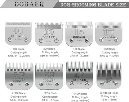 Detachable Pet Dog Grooming Blades of Stainless Steel,Compatible with Andis,Oster-A5,Wahl KM-10 Series,Size 10/30/40/7F/5F/4F/3F，7 Count