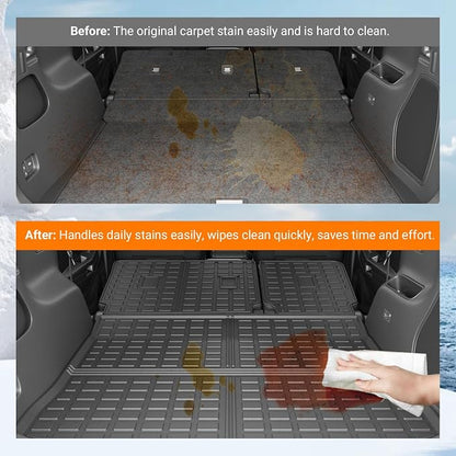 powoq Cargo Mat Compatible with 2015-2024 Ford Edge Cargo Liner Backrest Mat TPE Back Seat Protector (Only for 5-Seater) Replacement for 2015-2024 Ford Edge Accessories (Trunk Mat+Backrest Mats)