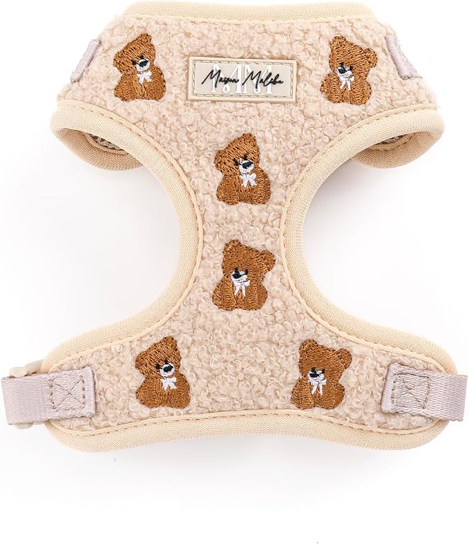 Embroidered Matching Dog Harness and Leash Set with Poop Bag – No Pull, Adjustable, Padded, Breathable Harness for Puppies, Extra Small Dogs, Small Dogs, and Medium Dogs (Small)