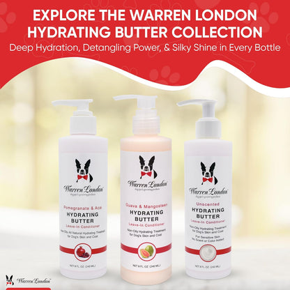 Warren London Hydrating Butter Leave in Pet Conditioner for Dogs | Lotion for Skin and Coat | Aloe Puppy & Dog Conditioner for Hair Detangler, Dry Skin, & Pet Fur Dandruff | Made in USA | Guava 8oz