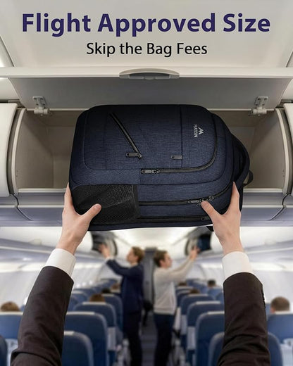 MATEIN Extra Large Laptop Backpack for Men, 50 L Travel Carry On TSA Approved Backpack with Trolley Sleeve, Waterproof Business Work Bag Fits 18.4 Inch Computer Notebook, Dark Blue