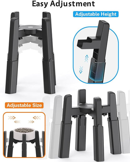 Dog Bowl Stand with Adjustable Height and Width [2 Pack, Stand Only] | Elevated Pet Water & Food Bowl for Medium Dogs, Stable and Anti-Slip Raised Bowl