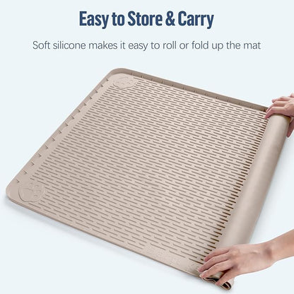 Pee Pad Holder for Dogs 40''x40'' Silicone Puppy Pee Pad Tray, Khaki | Extra Large Dog Potty Tray Leak-Proof, High Edge, No Spill Training Pads for Floor Protection, No Pee Pads