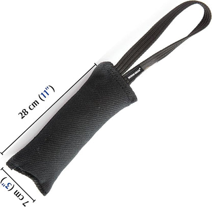 Dingo Gear French Linen tug Toy for Dog, Dog Bumper for Training, Agility, tug of war, Dog bite Pillow for Strong Dog, 1handle 11" Black S00073