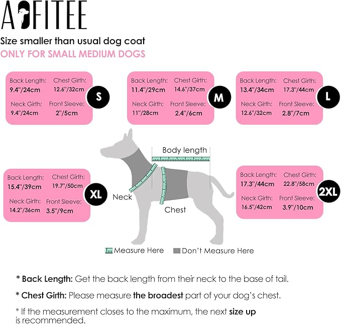 AOFITEE Dog Coat, Waterproof Dog Winter Jacket, Warm Fullbody Small Dogs Snowsuit, Winter Coat for Small Dogs, Zip Up Pet Puffer Jacket Fleece Vest, Outdoor Reflective Pet Snow Jackets, Pink XL