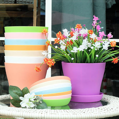 20 Pack 7 Inch Plant Pots Bulk Small Plastic Planters Pots with Drainage Holes Flower Pot for Succulent, Cactus, Herb, African Violet