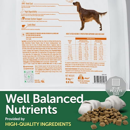 Nature's Protection Dry Dog Food for Small, Medium & Large Breed - High Protein, Grain Free Tear Stain Diet - Dog Kibble for Puppy & Adult Dogs with Red Fur (Superior Care - Lamb, 8.8 lb)