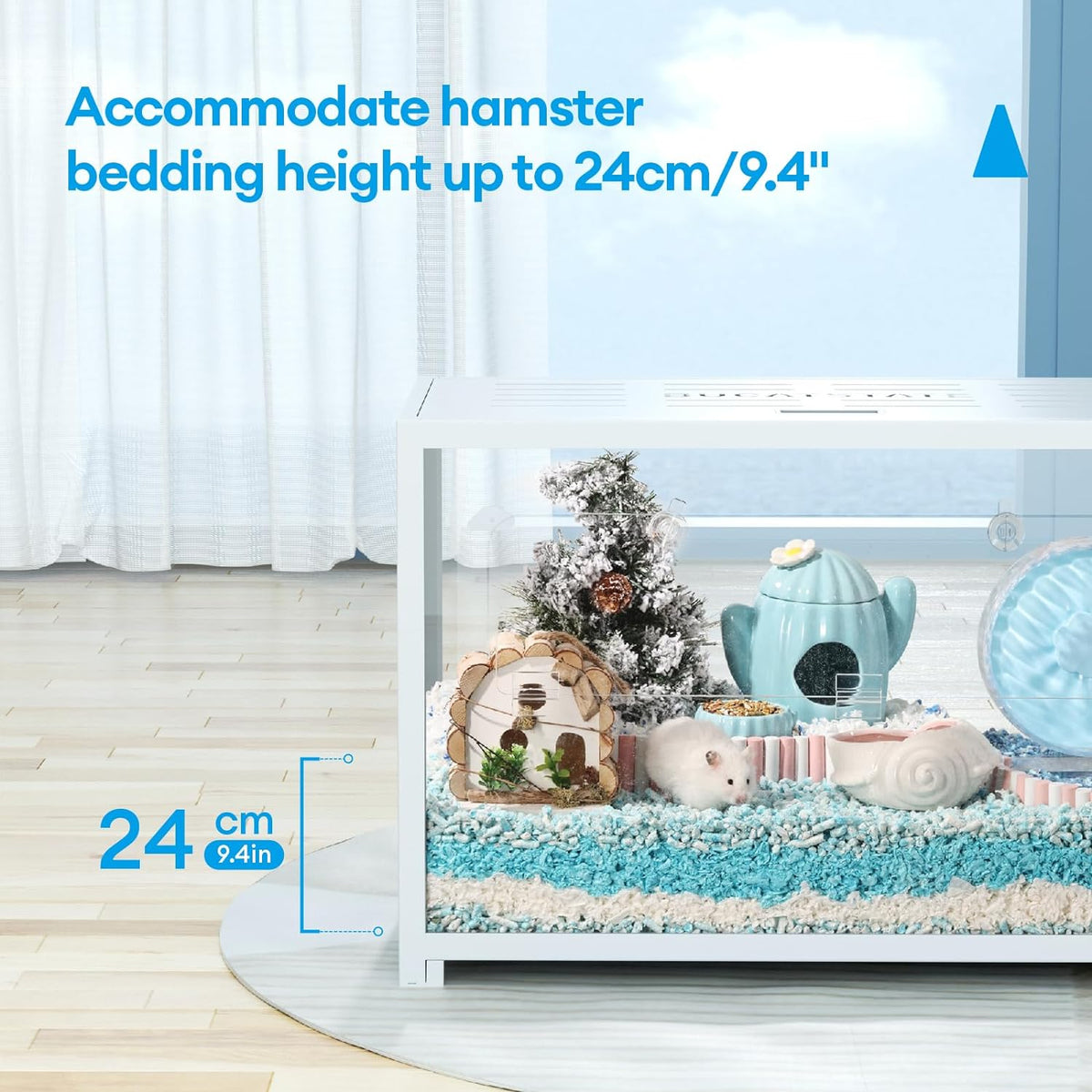 BUCATSTATE Hamster Cage Metal 2.0 - Small Animal Habitats Large Stackable with Top Access Easy Assemble 31.4L*17.6W*20H Inches Dwarf Syrian Hamster House for Guinea Pig, Gerbil (552sq inch White)