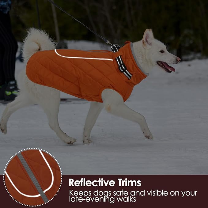 AOFITEE Coat for Medium Dogs, Turtleneck Warm Dog Winter Jacket with Back Zipper, Medium Pet Snowsuit with Reflective Trims, Dog Puffer Jacket for JackRussell, Boston Terrier, French Bulldog