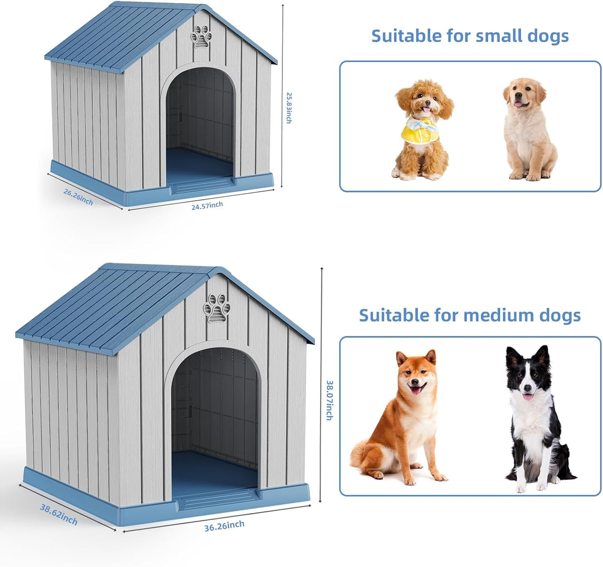 Vixzen Dog Houses Resin Outdoor Dog Kennel Small Indoor Dog House for Home & Garden Use