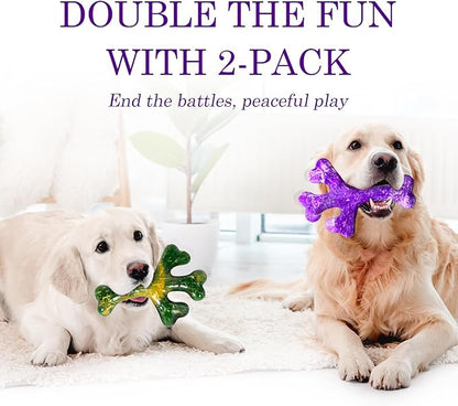 Dog Toys for Aggressive Chewers - 2 Pack Beef Bacon Flavor Tough Dogs Chew Toys, Indestructible Toy for Medium Large Dogs Gift