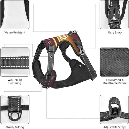 Custom Dog Harness with Reflective Stripes Personalized Name and Number Dog Vest Harness with Pet Traction Rope for Small Medium Large Dog