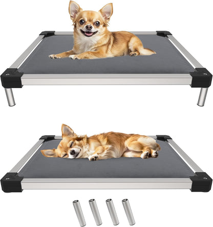 FXW TitanNest Chew-Proof Elevated Dog Bed, Raised Cot for Indoor/Outdoor/Camping Use, Durable & Washable Padded Pet Bed for Toy Dogs, 23.0" L x 17.0" W x 4.5" H, Gray