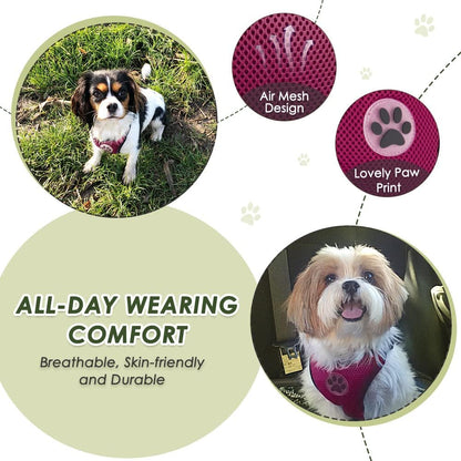 Lukovee Dog Seat Belt for Car, Adjustable Dog Car Harness for Large Medium Small Dogs, Soft Padded & Breathable Mesh Dog Seatbelt with Car Strap and Carabiner(Rose Double Clip,Large)