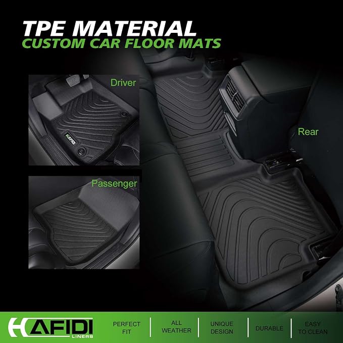 HAFIDI® Floor Mats Fit for 2025 2026 Dodge Ram 1500 Quad Cab Bench, All Weather Protection TPE Anti-Slip Automotive Floor Liners, Fits 1st & 2nd Row Full Set Custom Accessories, Black
