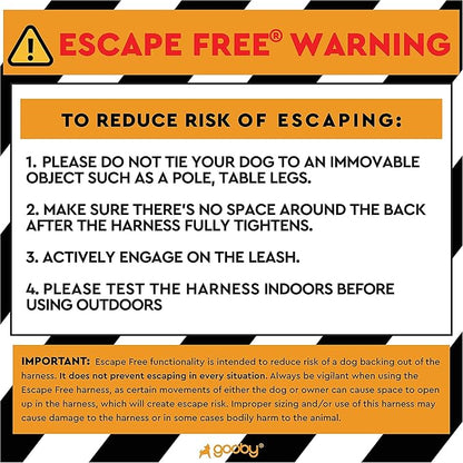 Gooby Escape Free Sport Dog Harness, Choke-Free, Red, Small | Patented escape-free frame; Reduces choking; 4-point adjustment; Soft neoprene padding; Durable webbed straps