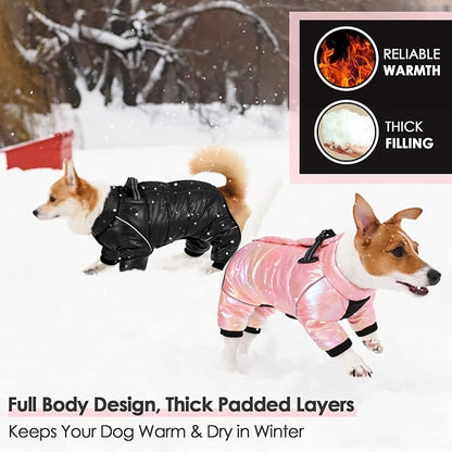 AOFITEE Dog Coat, Waterproof Dog Winter Jacket, Warm Fullbody Small Dogs Snowsuit, Winter Coat for Small Dogs, Zip Up Pet Puffer Jacket Fleece Vest, Outdoor Reflective Pet Snow Jackets, Pink XL