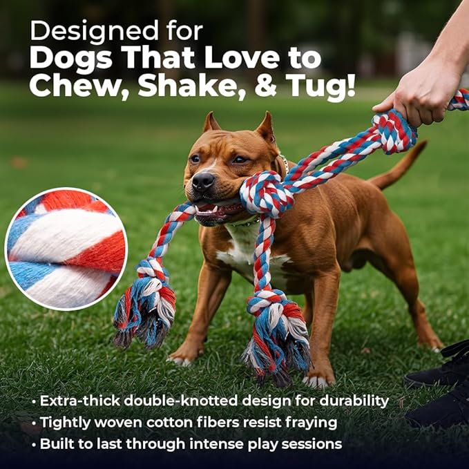 Pacific Pups Products Large Dog Rope Toy for Aggressive Chewers - 23.5" Giant Dog Tug of War Toy for Large Breeds - Durable Big Pull Rope for Teething Puppies and Heavy Duty Chewers